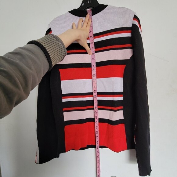 MSGM Color Blocked Horizontal Striped Knit Long Sleeve Crewneck Sweater Medium - Picture 12 of 17